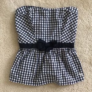 Blue checkered tube top